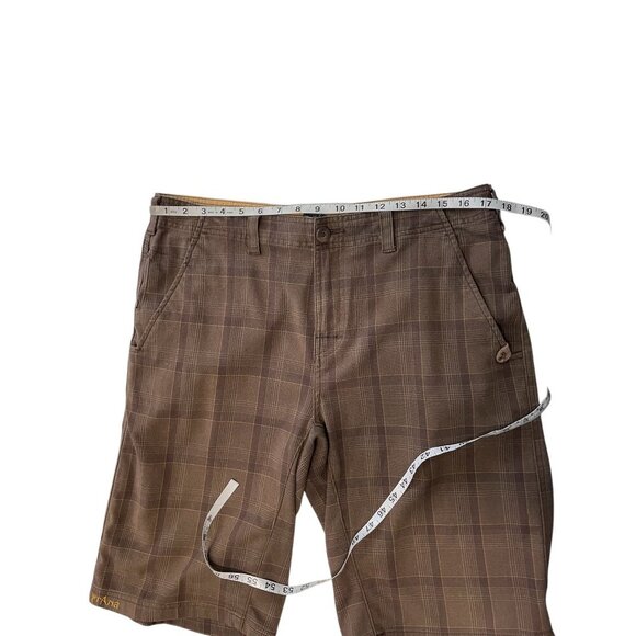 PrAna Mens Plaid Khaki Casual Shorts Size 34 - Picture 10 of 11